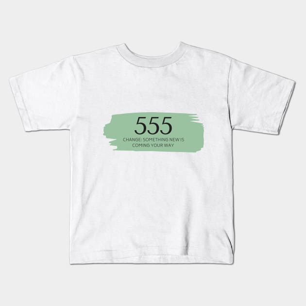 555 Angel Number green Kids T-Shirt by anrockhi